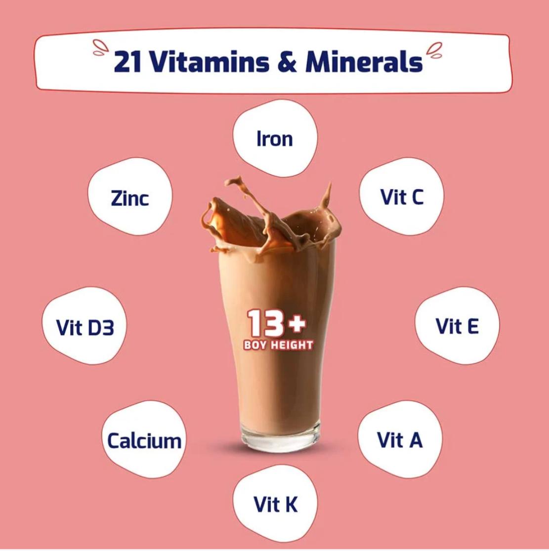 𝑺𝑼𝑷𝑬𝑹𝑴𝑰𝑳𝑲 Height+ for Boy 13+years, 400g, Double Chocolate, Height+