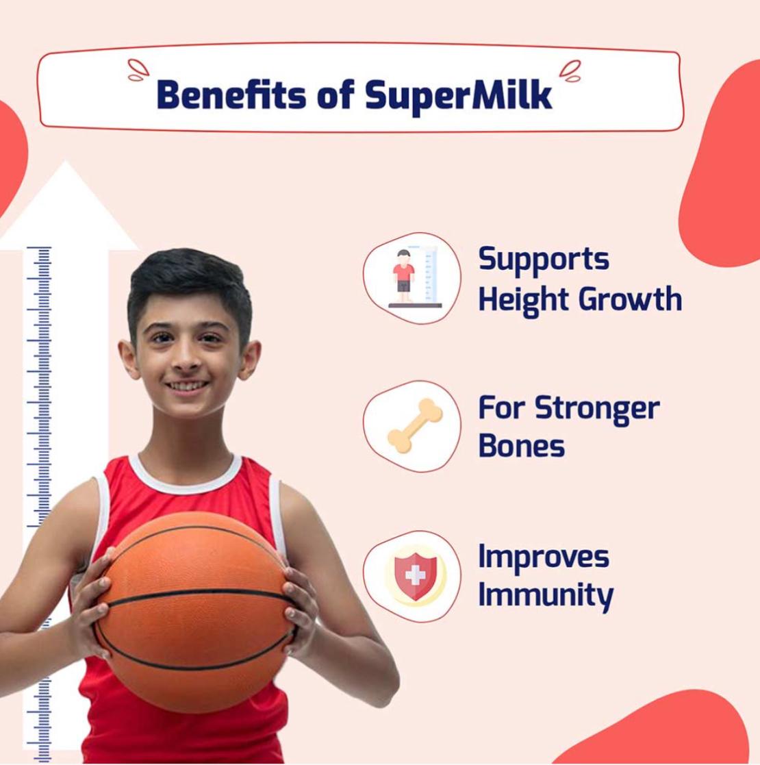 𝑺𝑼𝑷𝑬𝑹𝑴𝑰𝑳𝑲 Height+ for Boy 13+years, 400g, Double Chocolate, Height+