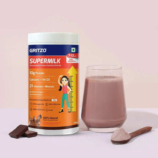 𝑺𝑼𝑷𝑬𝑹𝑴𝑰𝑳𝑲 Height+for Girl 7 to 12 Years, Double Chocolate, Height