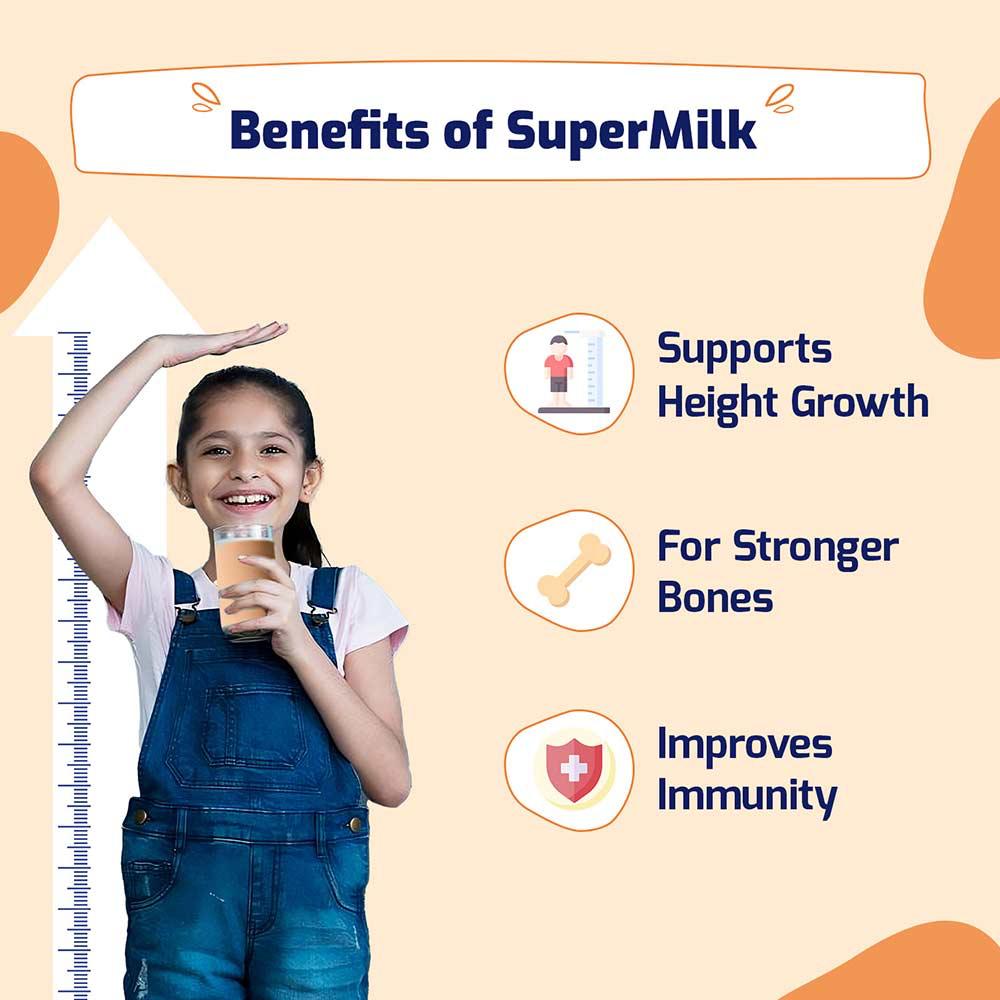 𝑺𝑼𝑷𝑬𝑹𝑴𝑰𝑳𝑲 Height+for Girl 7 to 12 Years, Double Chocolate, Height